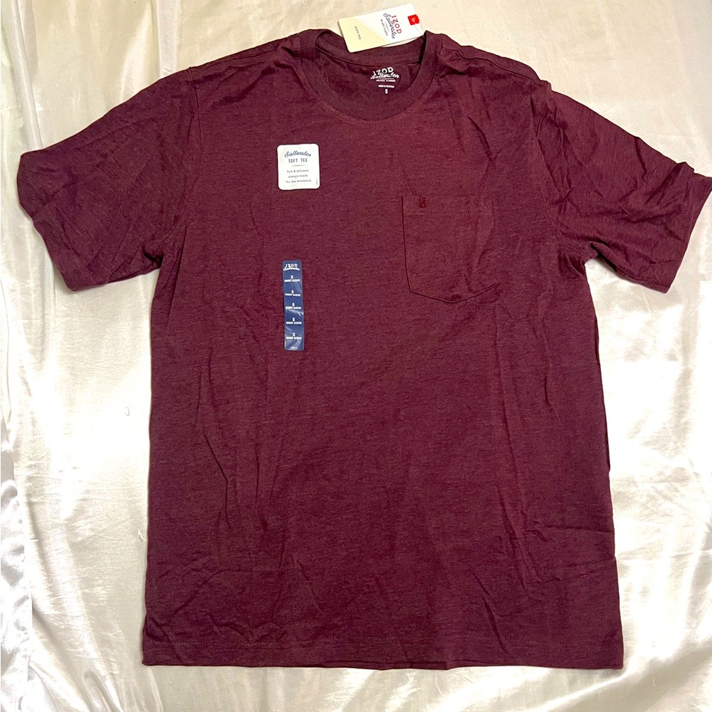 IZOD Men's Saltwater Soft Wash Pocket Crew T-Shirt Red/ Port Royal Small